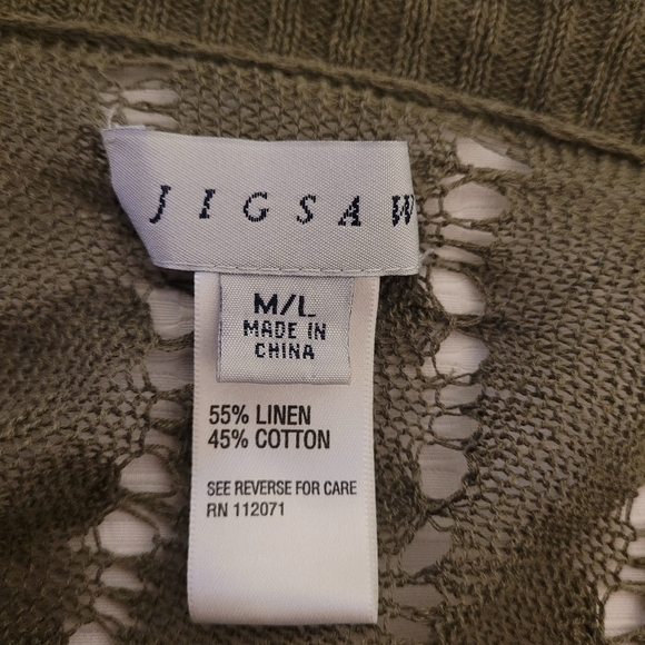 Jigsaw Linen Cotton Blend Open Knit Wrap sz M/L - Picture 2 of 7